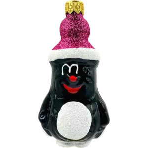 Bombka szklana Krecik w brokatowej czapie - fioletowy