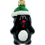 Bombka szklana Krecik w czapce świętego Mikołaja - zielony