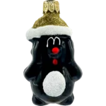 Bombka szklana Krecik w czapce świętego Mikołaja - złoty