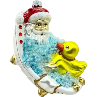 Bombka szklana Święty Mikołaj w wannie z kaczuszką