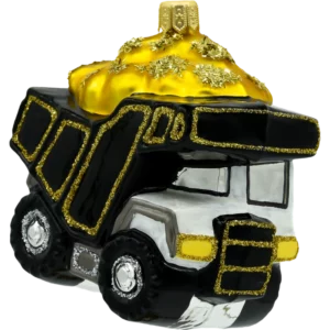 Szklana Bombka Choinkowa Figurka Wywrotka z ładunkiem złota bok