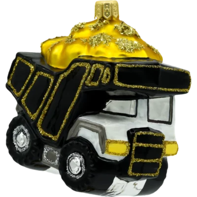 Szklana Bombka Choinkowa Figurka Wywrotka z ładunkiem złota bok