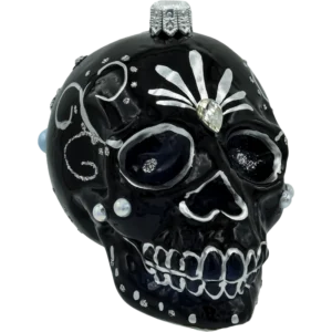 Bombka szklana Syn Bombkarza Czaszka w stylu Meksykańskim: srebrna