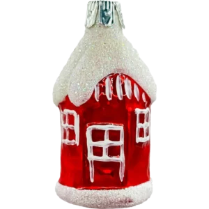Szklana Bombka Domek PRL z lat 80.: czerwony