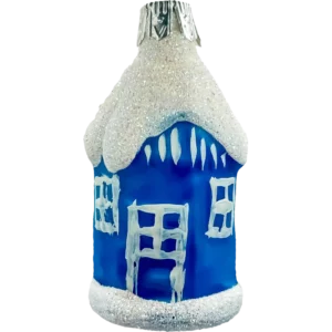 Szklana Bombka Domek PRL z lat 80.: niebieski