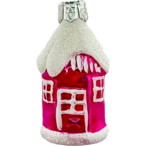 Szklana Bombka Domek PRL z lat 80.: różowy