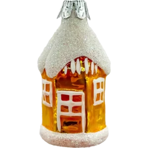 Szklana Bombka Domek PRL z lat 80.: złoty