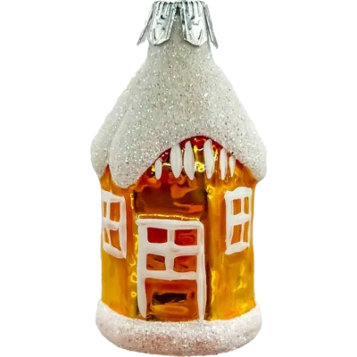 Szklana Bombka Domek PRL z lat 80.: złoty