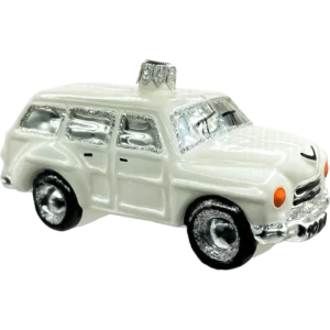 Szklana Bombka Duży klasyczny samochód retro: biały