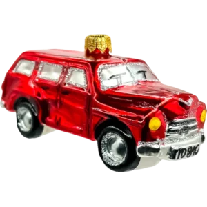 Szklana Bombka Duży klasyczny samochód retro: czerwony