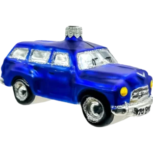 Szklana Bombka Duży klasyczny samochód retro: niebieski