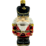 Szklana Bombka Dziadek do Orzechów mundurze: czerwony