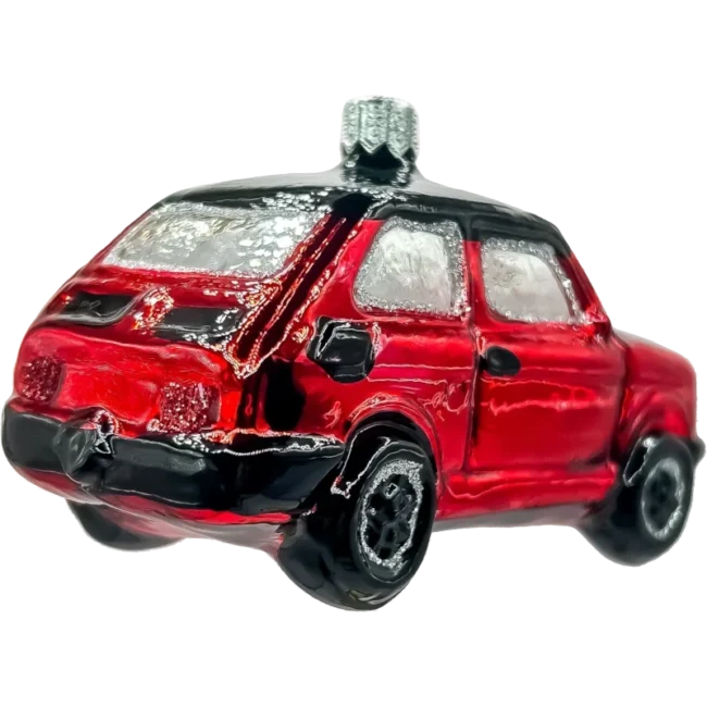 Szklana Bombka Fiat 126p Maluch czerwono-czarny, tył
