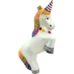 Szklana Bombka Jednorożec z tęczową grzywą: biały