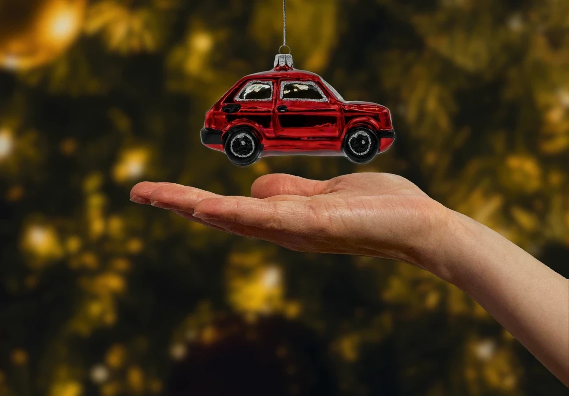 Bombka szklana figurka Fiat 126p Maluch: czerwony realne zdjęcie