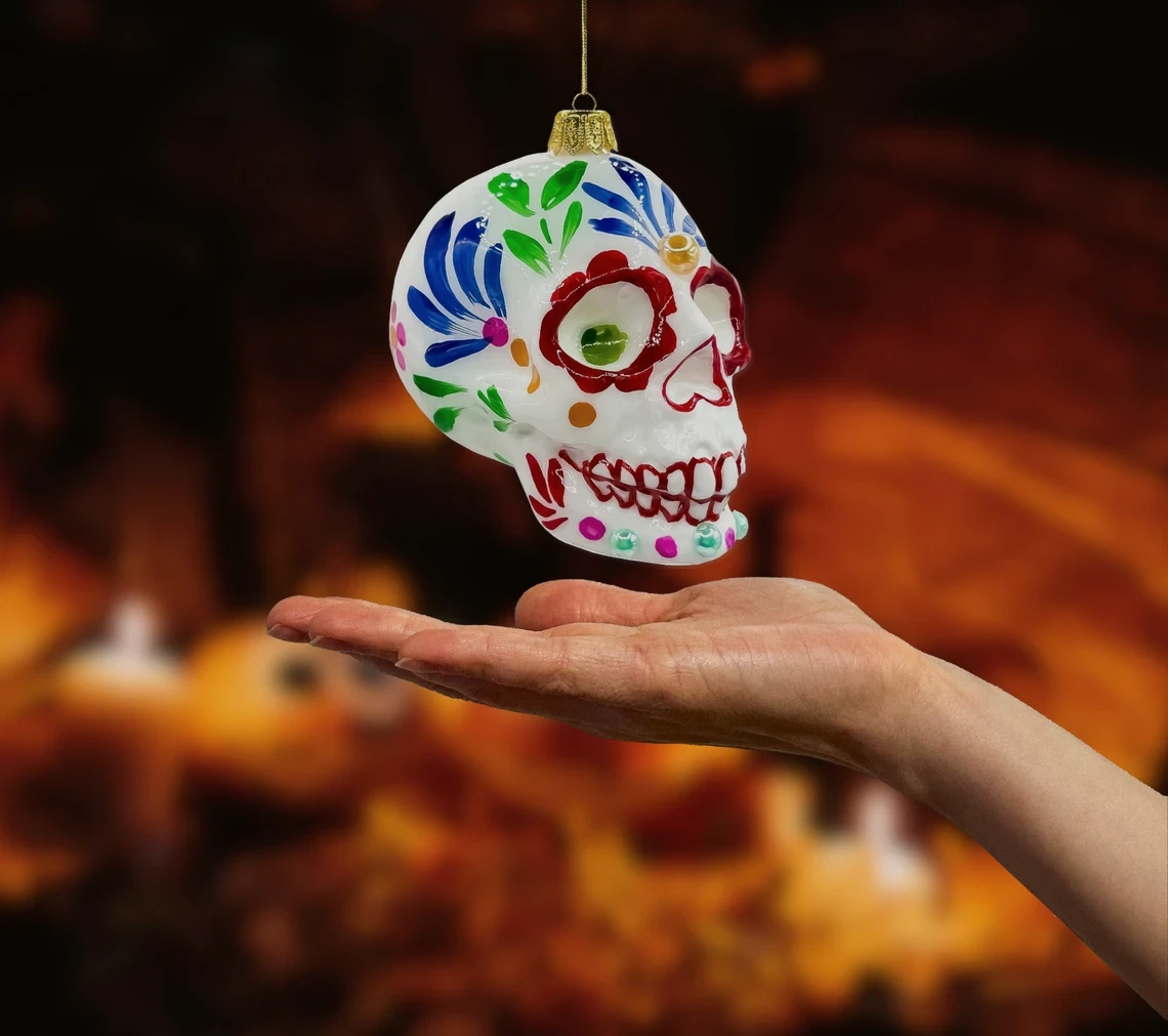 Bombka szklana figurka Cukrowa Czaszka Día de los Muertos realne zdjęcie