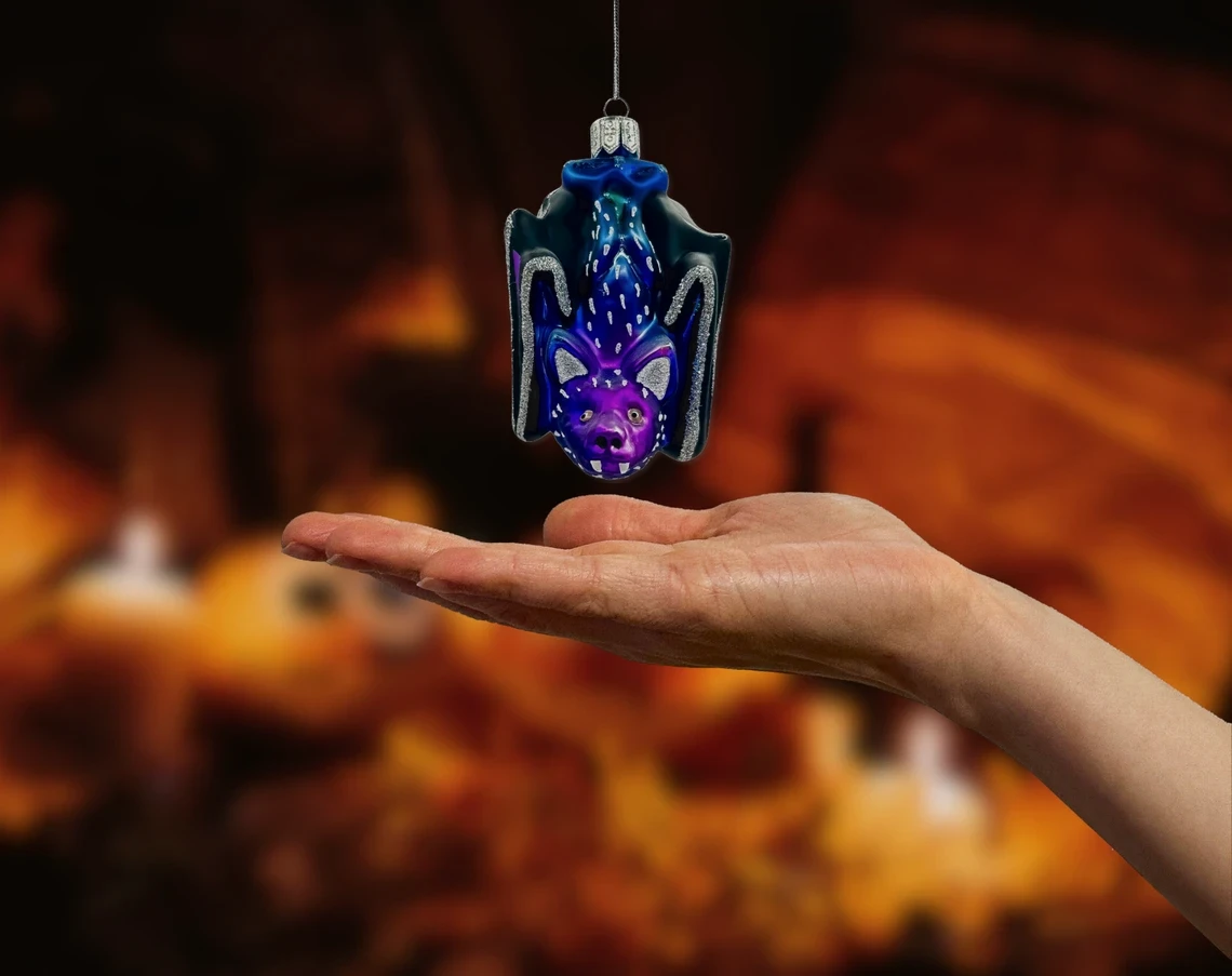 Bombka szklana figurka Nietoperz realne zdjęcie