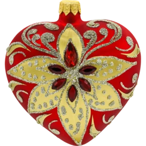 Bombka szklana Syn Bombkarza Serce z czerwonymi kryształami: czerwone front