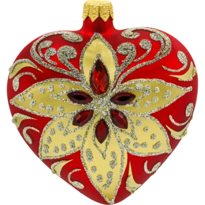 Bombka szklana Syn Bombkarza Serce z czerwonymi kryształami: czerwone front