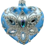 Szklana Bombka Serce z ozdobnymi kamieniami: niebieskie