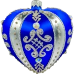 Szklana Bombka ze srebrnymi zdobieniami i kryształami: niebieskie