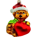 Szklana Bombka Świąteczny Piesek z sercem