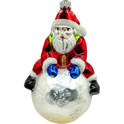 Bombka Szklana Święty Mikołaj na śnieżnej kuli