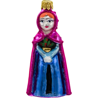 Szklana bombka choinkowa Bajkowa postać w różowym płaszczu i niebieskiej sukni