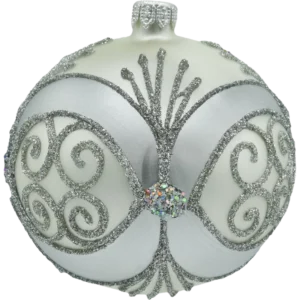 Bombka szklana okrągła Bombka srebrna z ornamentem