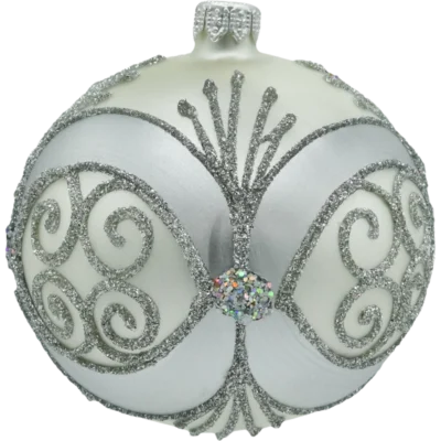 Bombka szklana okrągła Bombka srebrna z ornamentem