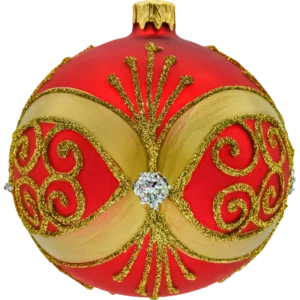 Bombka szklana Syn Bombkarza Bombka czerwona ze złotymi zdobieniami