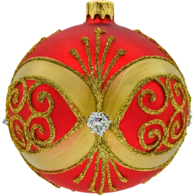 Bombka szklana Syn Bombkarza Bombka czerwona ze złotymi zdobieniami