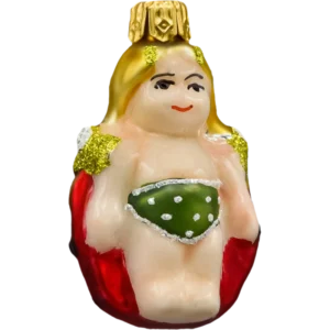 Bombka szklana Syn Bombkarza Biedronka w zielonych majteczkach