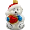 Bombka szklana Syn Bombkarza Miś polarny w czapce Świętego Mikołaja z sercem