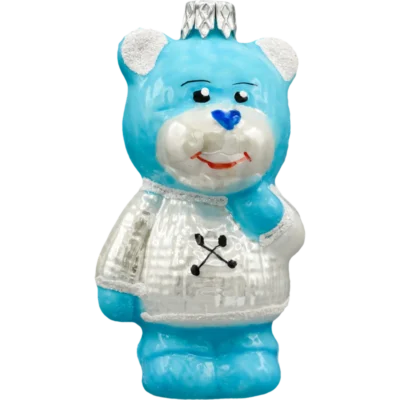 Bombka szklana Syn Bombkarza Miś w sweterku: niebieski