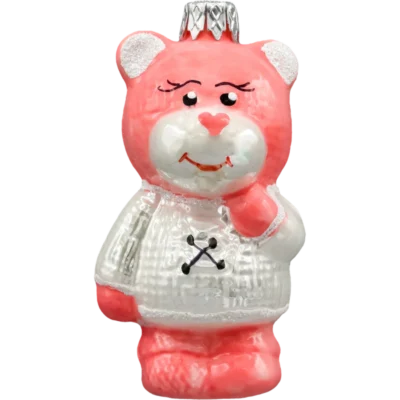 Bombka szklana Syn Bombkarza Miś w białym sweterku