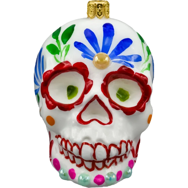 Szklana Bombka Choinkowa Figurka Forma ze szkła Cukrowa Czaszka Día de los Muertos
