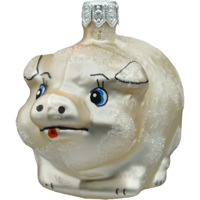 Szklana Bombka choinkowa figurka forma ze szkłą świnka różowa
