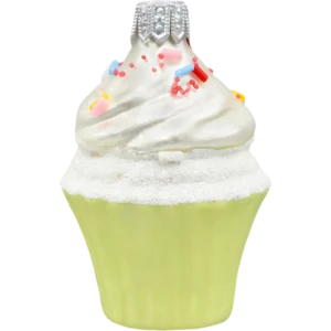 Szklana bombka choinkowa Muffinek z kremem i posypką: zielony