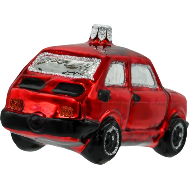 Szklana Bombka Choinkowa Figurka Fiat 126p Maluch: czerwony tył