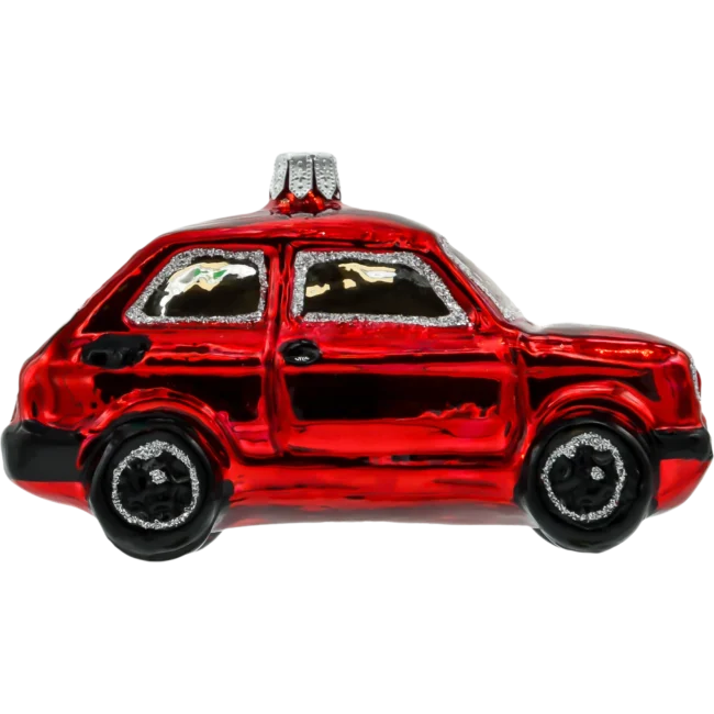 Szklana Bombka Choinkowa Figurka Fiat 126p Maluch: czerwony profil