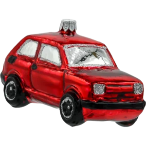 Szklana Bombka Choinkowa Figurka Fiat 126p Maluch: czerwony front