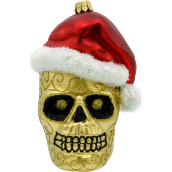 Czaszka Halloween w czapce Świętego Mikołaja