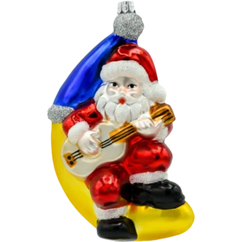 Święty Mikołaj na księżycu z gitarą