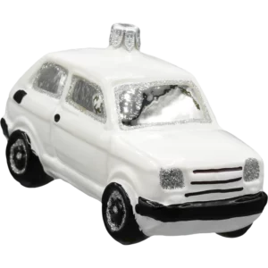 Szklana Bombka Choinkowa Figurka Fiat 126p Maluch: biały front