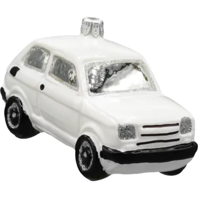 Szklana Bombka Choinkowa Figurka Fiat 126p Maluch: biały front