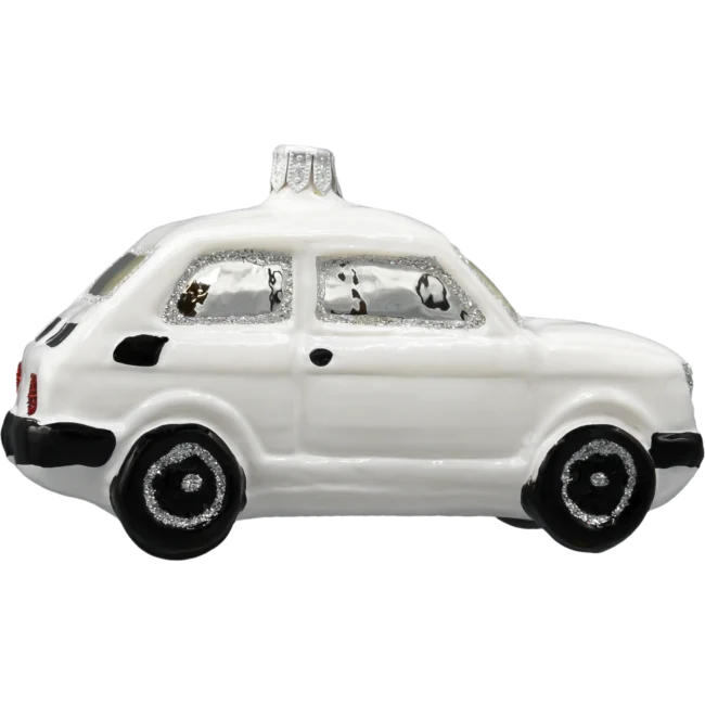 Szklana Bombka Choinkowa Figurka Fiat 126p Maluch: biały profil