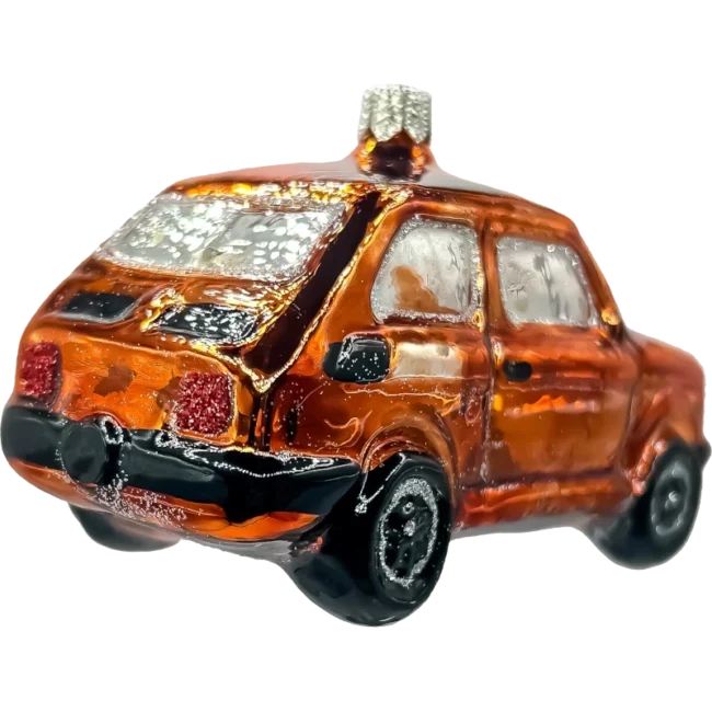 Szklana Bombka Choinkowa Fiat 126p Maluch: pomarańczowy