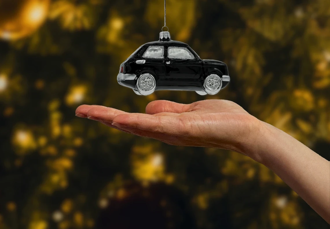 Bombka szklana figurka Fiat 126p Maluch: czarny realne zdjęcie