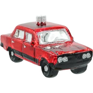 Szklana bombka choinkowa figurka Kultowy Duży Fiat 125p: czerwony